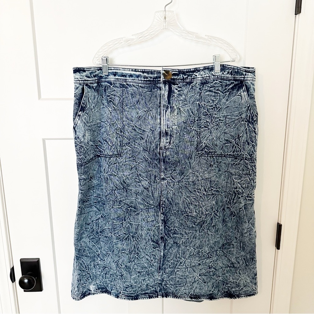 Who What Wear acid wash midi jean denim skirt size 20W